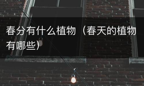 春分有什么植物（春天的植物有哪些）