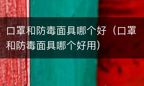口罩和防毒面具哪个好（口罩和防毒面具哪个好用）