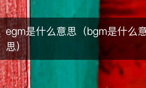 egm是什么意思（bgm是什么意思）