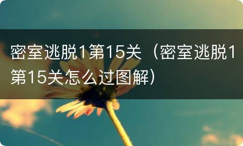 密室逃脱1第15关（密室逃脱1第15关怎么过图解）