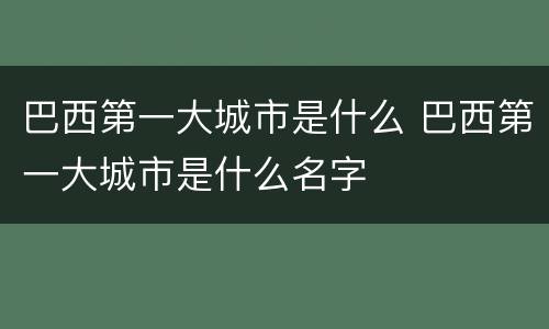 巴西第一大城市是什么 巴西第一大城市是什么名字