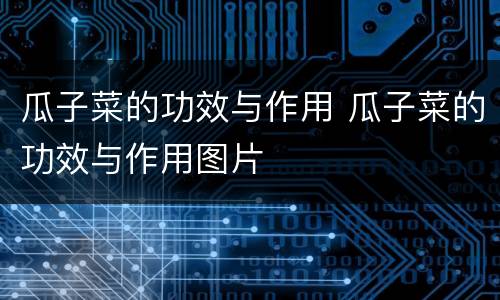 瓜子菜的功效与作用 瓜子菜的功效与作用图片