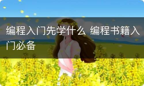 编程入门先学什么 编程书籍入门必备