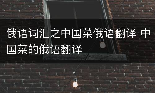俄语词汇之中国菜俄语翻译 中国菜的俄语翻译