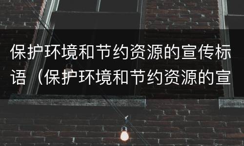 保护环境和节约资源的宣传标语（保护环境和节约资源的宣传标语图文并茂）