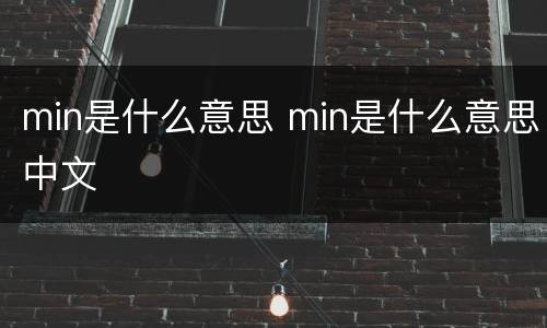 min是什么意思 min是什么意思中文