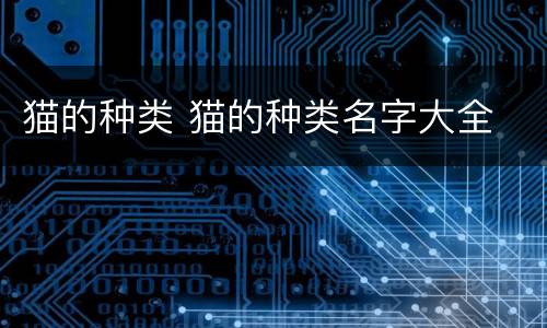 猫的种类 猫的种类名字大全