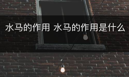 水马的作用 水马的作用是什么