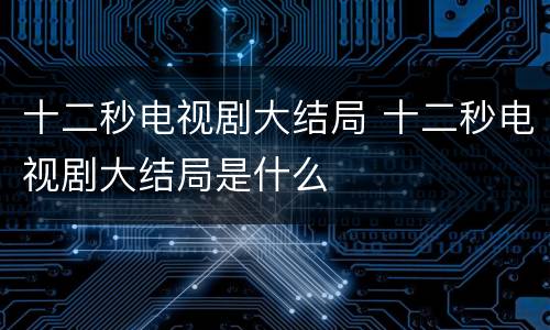 十二秒电视剧大结局 十二秒电视剧大结局是什么