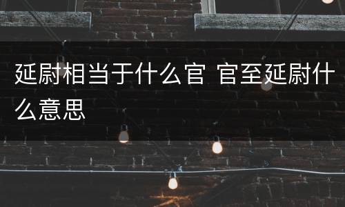 延尉相当于什么官 官至延尉什么意思