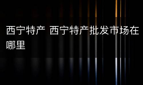 西宁特产 西宁特产批发市场在哪里