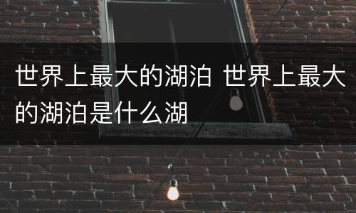 世界上最大的湖泊 世界上最大的湖泊是什么湖