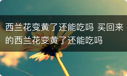 西兰花变黄了还能吃吗 买回来的西兰花变黄了还能吃吗