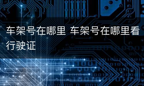 车架号在哪里 车架号在哪里看行驶证