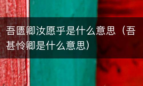 吾匮卿汝愿乎是什么意思（吾甚怜卿是什么意思）