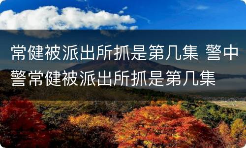 常健被派出所抓是第几集 警中警常健被派出所抓是第几集
