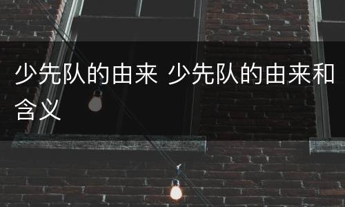 少先队的由来 少先队的由来和含义