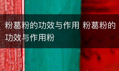 粉葛粉的功效与作用 粉葛粉的功效与作用粉