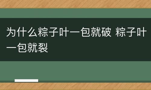 为什么粽子叶一包就破 粽子叶一包就裂