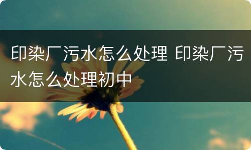 印染厂污水怎么处理 印染厂污水怎么处理初中