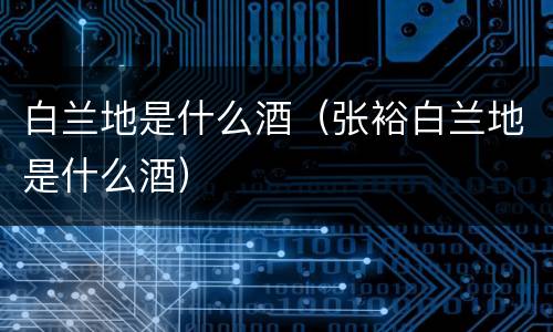 白兰地是什么酒（张裕白兰地是什么酒）