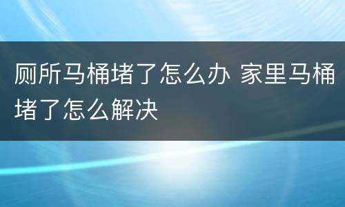厕所马桶堵了怎么办 家里马桶堵了怎么解决