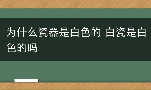 为什么瓷器是白色的 白瓷是白色的吗