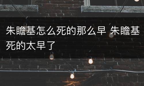 朱瞻基怎么死的那么早 朱瞻基死的太早了
