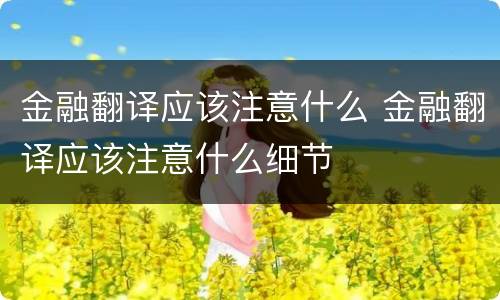 金融翻译应该注意什么 金融翻译应该注意什么细节