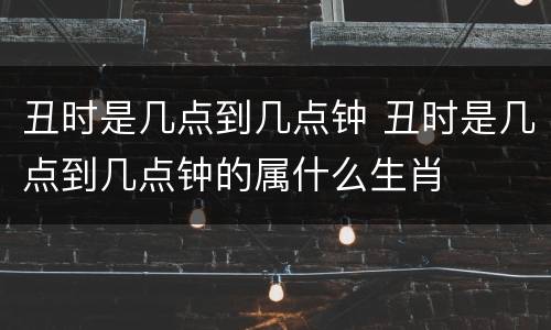 丑时是几点到几点钟 丑时是几点到几点钟的属什么生肖
