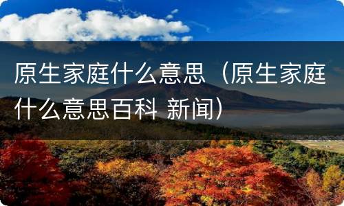 原生家庭什么意思（原生家庭什么意思百科 新闻）