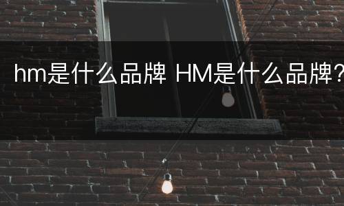 hm是什么品牌 HM是什么品牌?