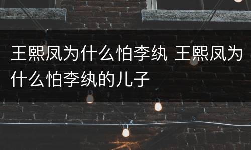 王熙凤为什么怕李纨 王熙凤为什么怕李纨的儿子