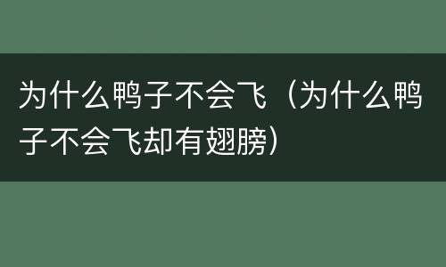 为什么鸭子不会飞（为什么鸭子不会飞却有翅膀）