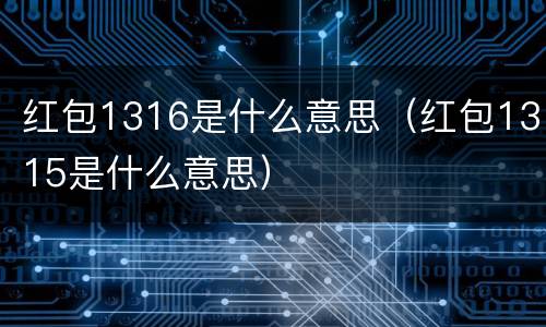 红包1316是什么意思（红包1315是什么意思）