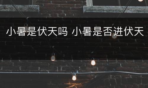 小暑是伏天吗 小暑是否进伏天