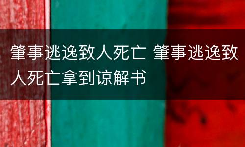 肇事逃逸致人死亡 肇事逃逸致人死亡拿到谅解书