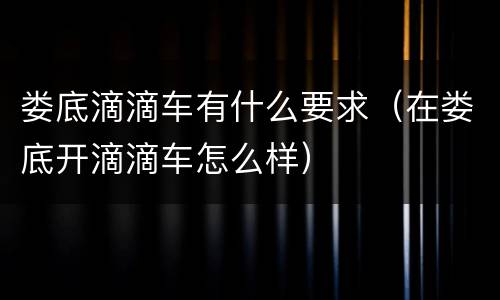 娄底滴滴车有什么要求（在娄底开滴滴车怎么样）