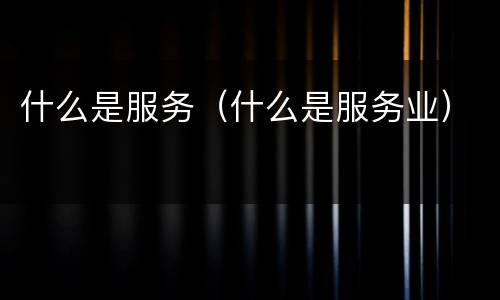 什么是服务（什么是服务业）