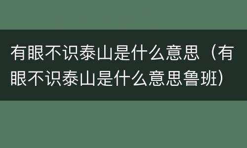 有眼不识泰山是什么意思（有眼不识泰山是什么意思鲁班）