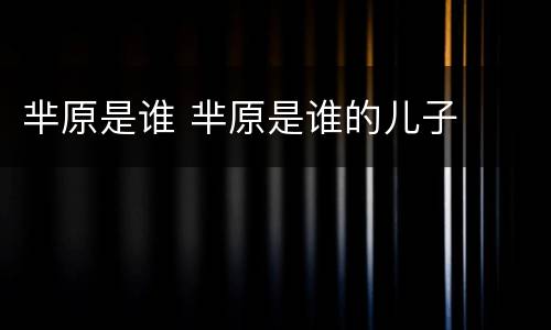 芈原是谁 芈原是谁的儿子