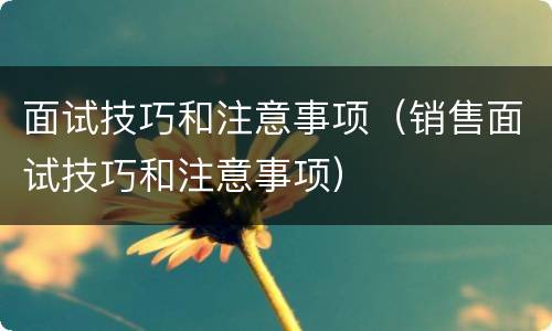 面试技巧和注意事项（销售面试技巧和注意事项）