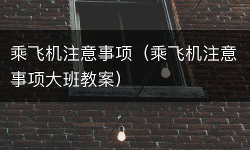 乘飞机注意事项（乘飞机注意事项大班教案）