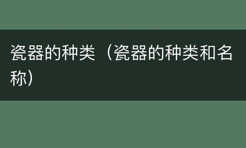 瓷器的种类（瓷器的种类和名称）