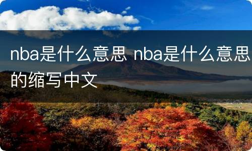 nba是什么意思 nba是什么意思的缩写中文