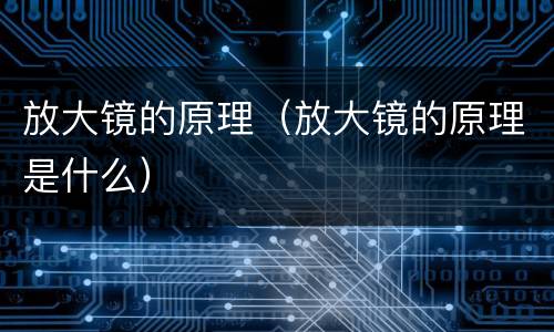 放大镜的原理（放大镜的原理是什么）