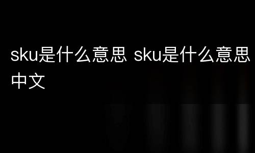 sku是什么意思 sku是什么意思中文