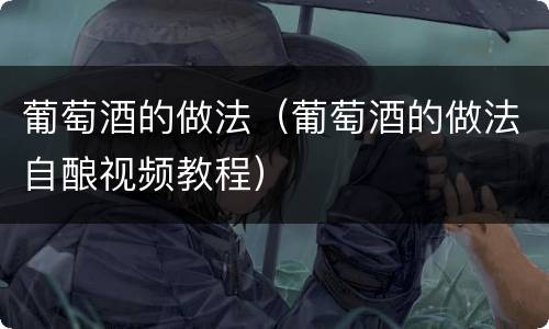 葡萄酒的做法（葡萄酒的做法自酿视频教程）