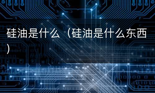 硅油是什么（硅油是什么东西）