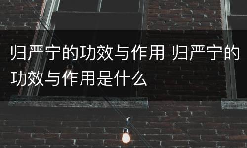 归严宁的功效与作用 归严宁的功效与作用是什么